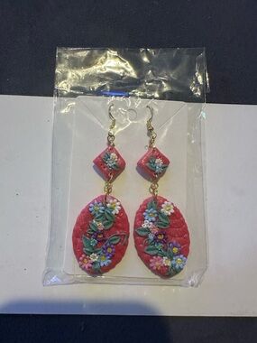 Handcrafted Pink Floral Drop Earrings - Women Jewelry